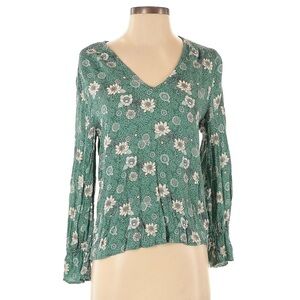Lucky Brand Women’s Medium Green Floral Blouse